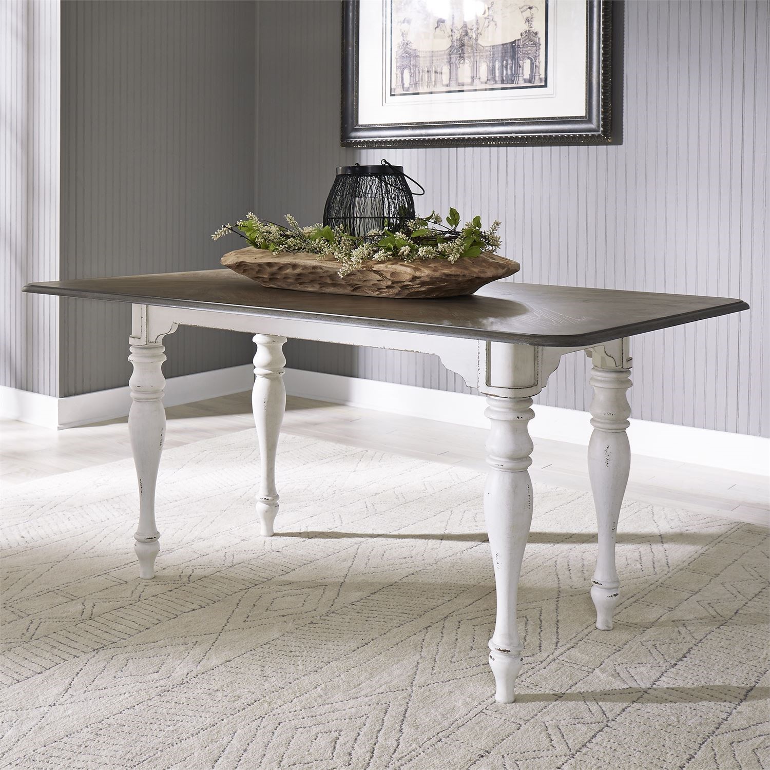 Liberty magnolia manor antique white extendable store rectangular dining table